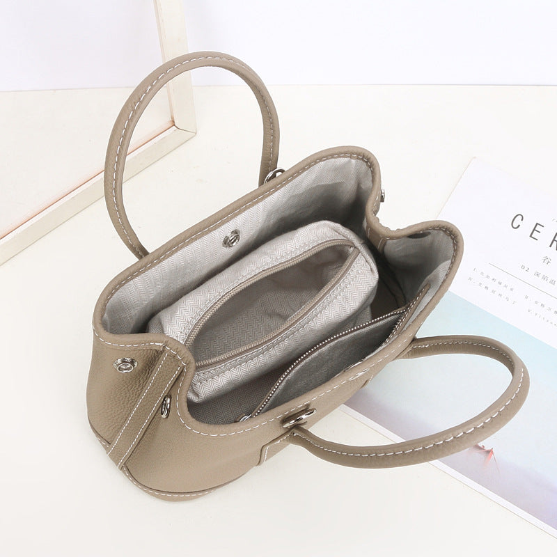 VLOVELAW 2025 New version, first-layer cowhide garden bag, genuine leather, fashionable large-capacity tote bag, wide shoulder strap, shoulder bag, commuter handbag.