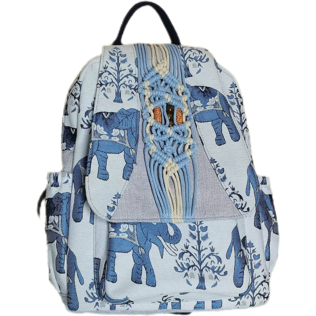Women's Bag Backpack Canvas Bag Hand-Woven Elephant Printed Backpack New All-Match Travel Backpack Wholesale