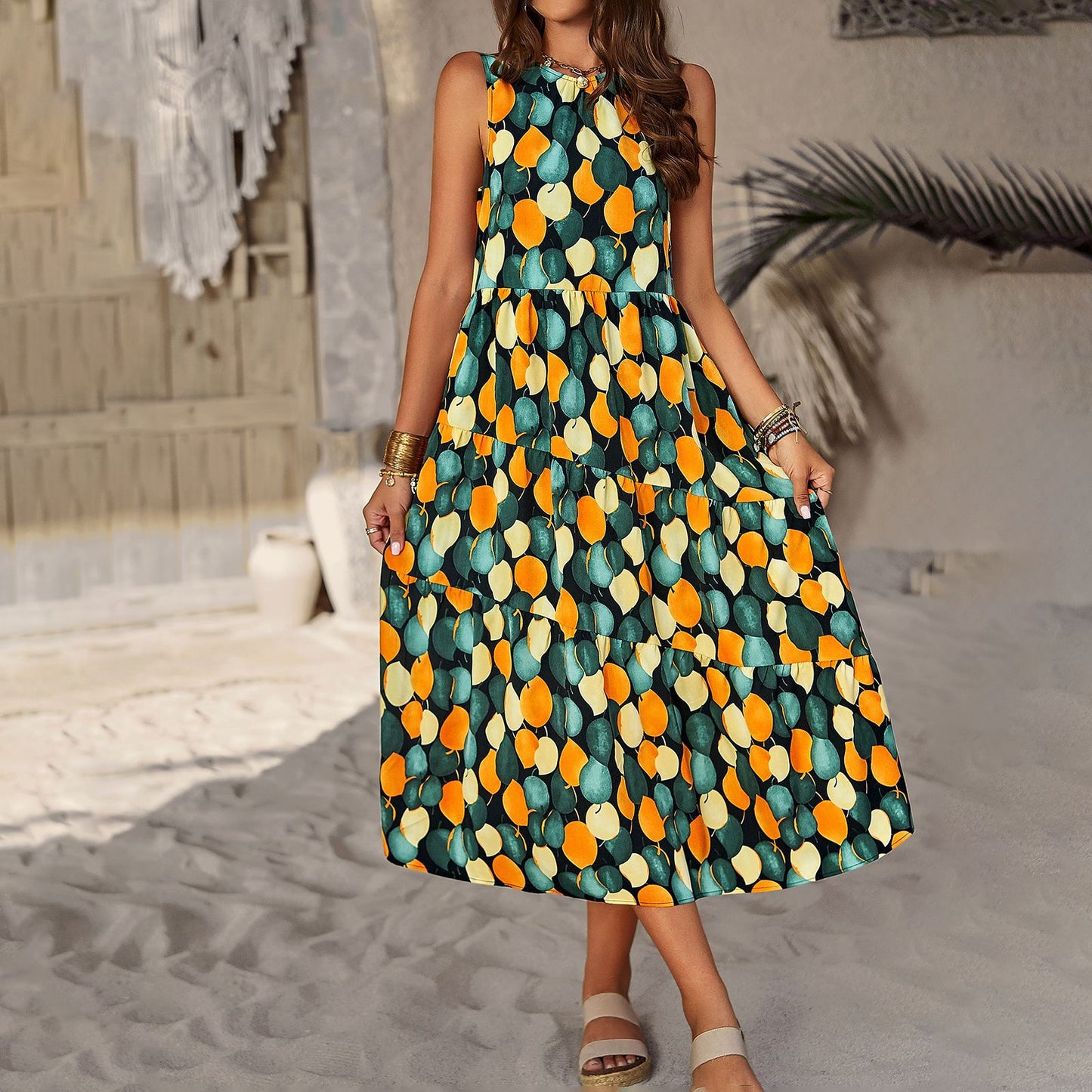 VLOVELAW Self-Developed and Designed Fashion Dress Spring and Summer Halter Loose Vacation Skirt for Women