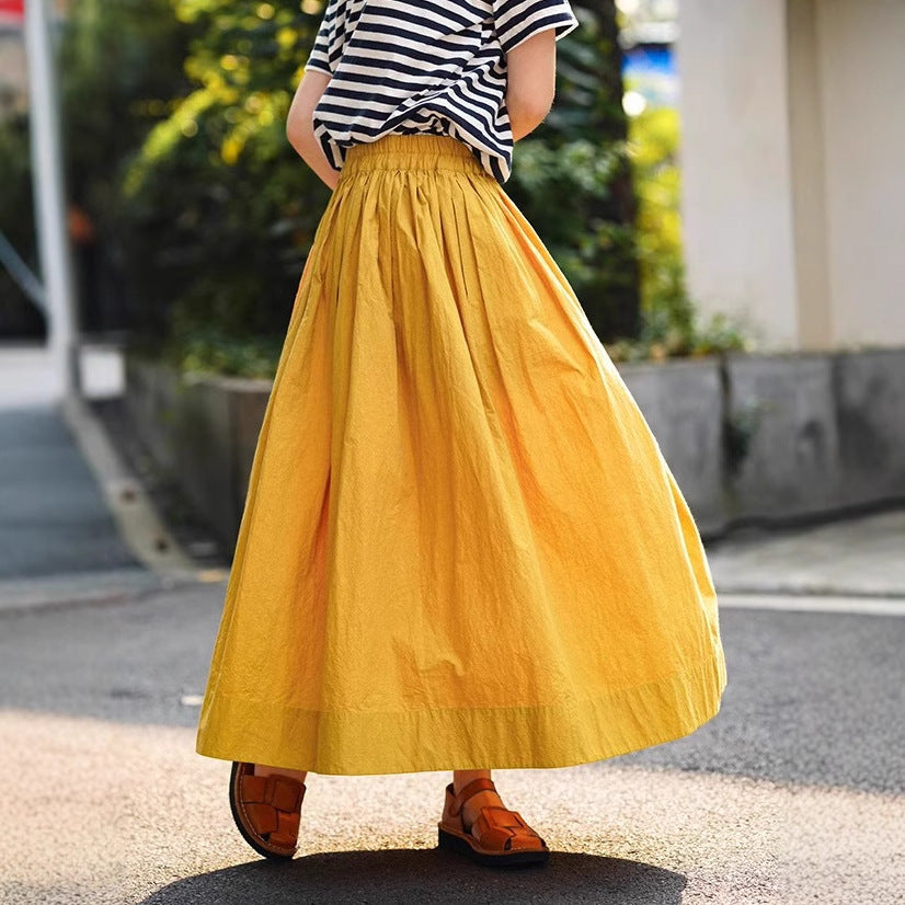 Women's spring skirt, skirt, long skirt, dopamine cotton A-shaped casual versatile skirt C0108