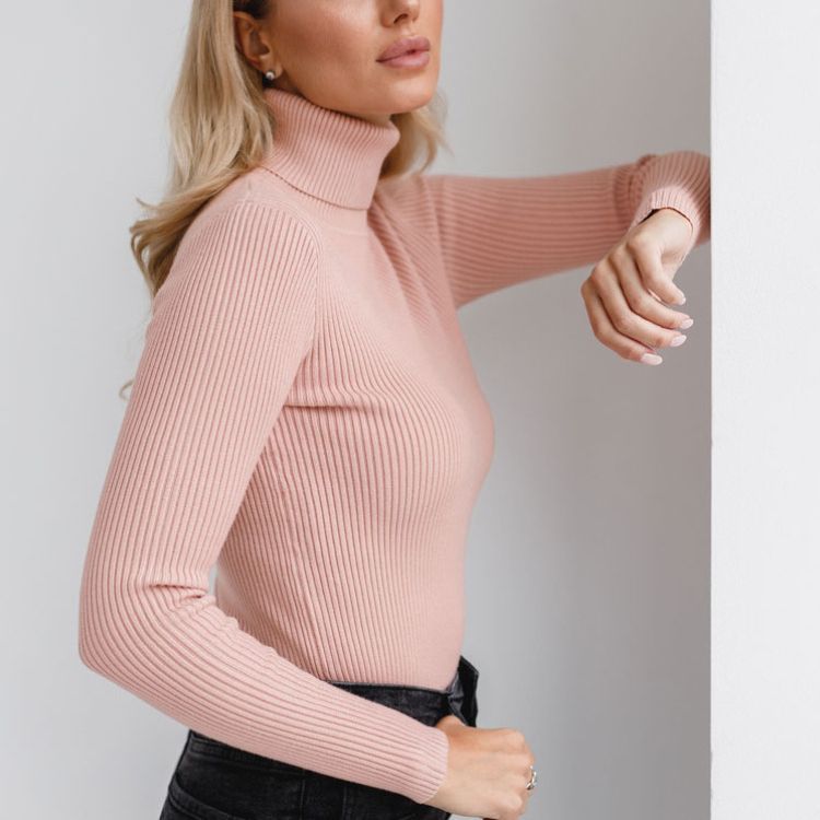 KKBOXLY Cross-border turtleneck sweater knitted bottoming shirt Europe and America New autumn knitted sweater turtleneck pullover sweater women