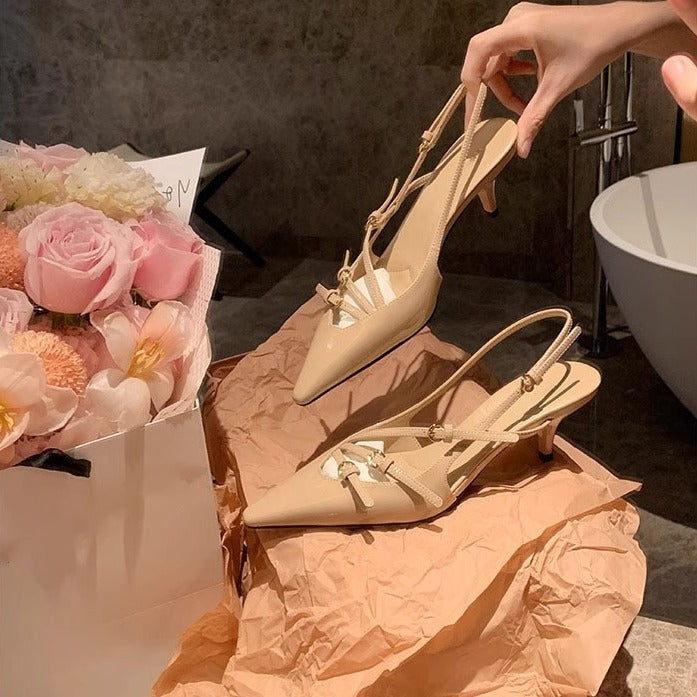 VLOVELAW Fashion Women's Genuine Leather Shoes Classy Shoes Sandals Women's with Pointed Toe High Heels Stiletto Women's Shoes Spring and Summer