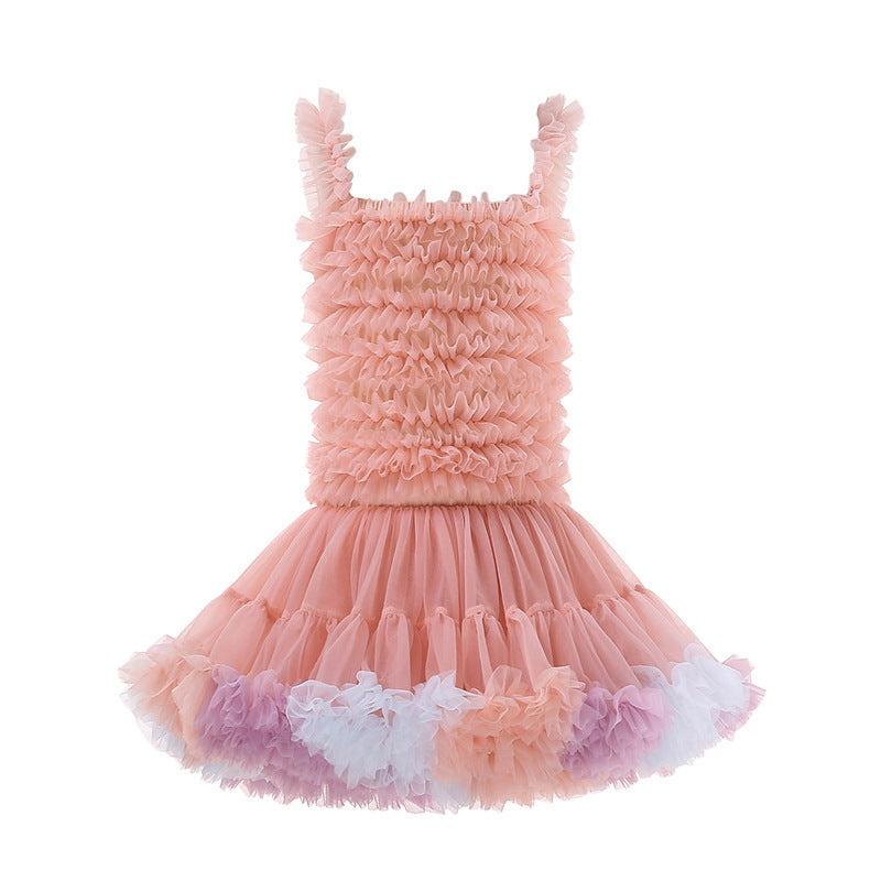 INS European and American Girls Dress Children's Pettiskirt Baby Princess Dress Tutu Skirt Children's Clothing Summer Class a Pleated Skirt