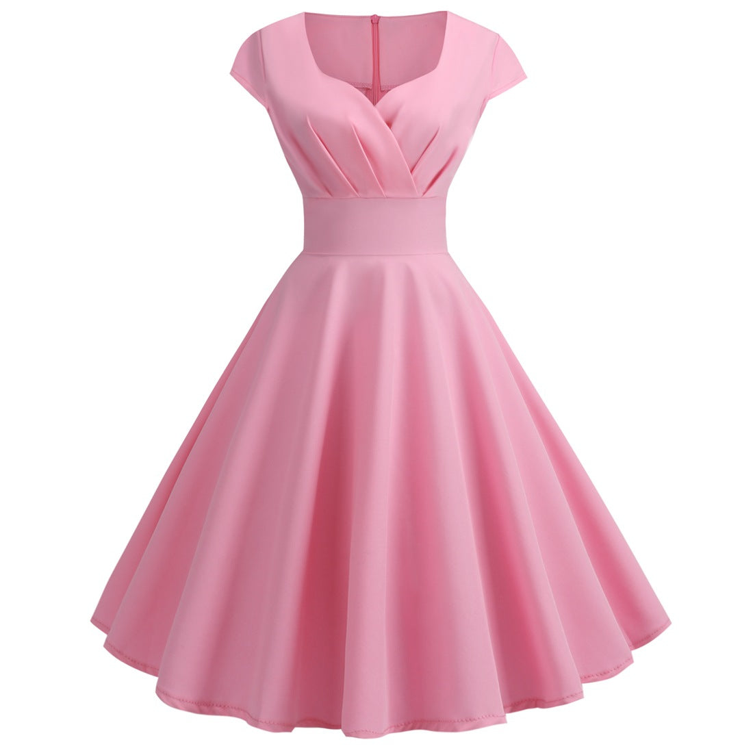 XIEYINSHE X EBay Hot Sale New Vintage Women's V-neck Half Sleeve Waist-Tight Solid Color Wide Hem Dress One-Piece Starting Batch