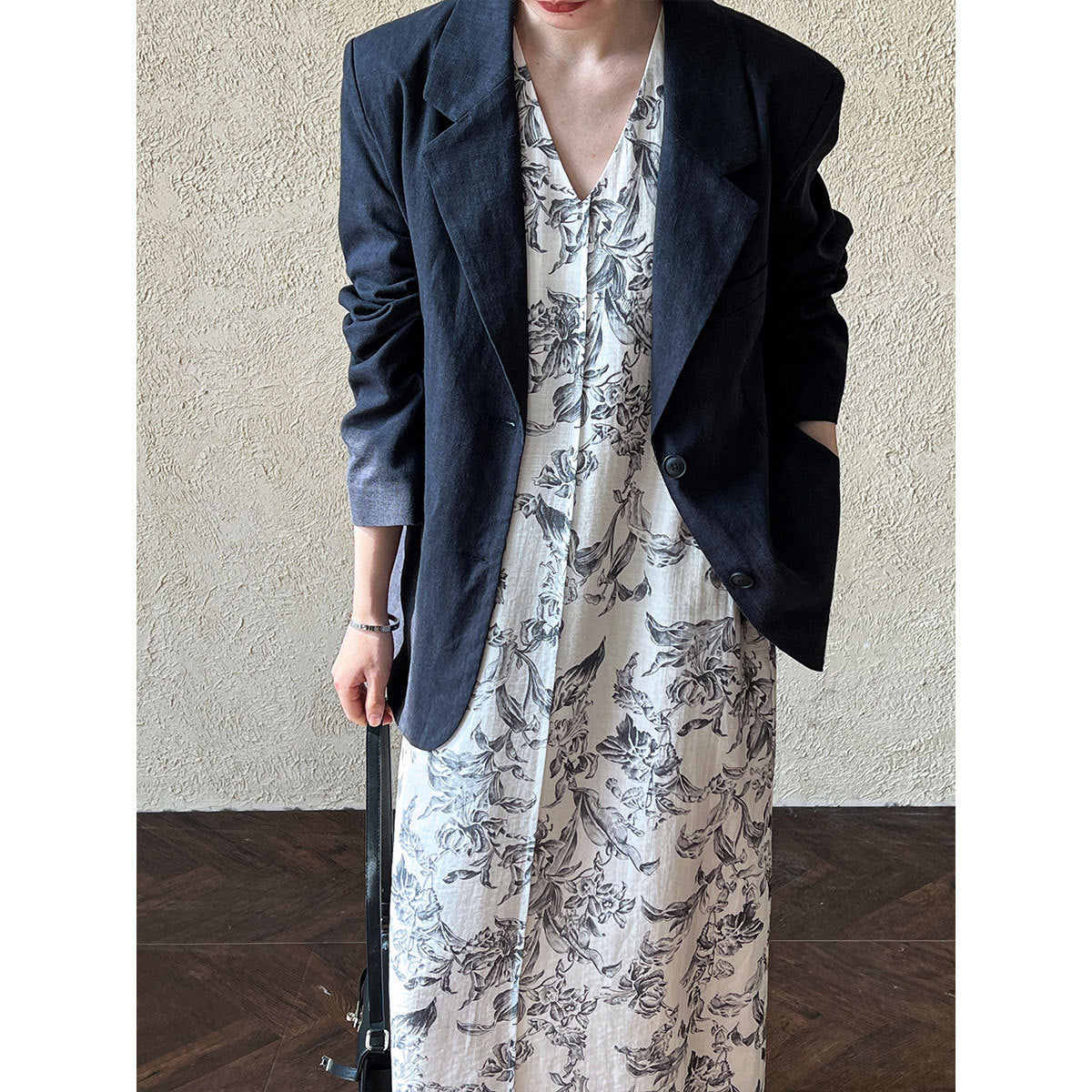 Luxi, retro V-neck sleeveless lace-up dress women's spring new loose-print casual vest skirt 3538