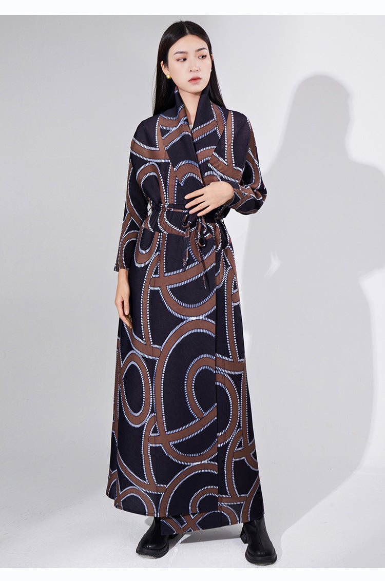 2025 OEM customization Popular trade brand women's clothing foundry extended trench coat women's pleated coat robe