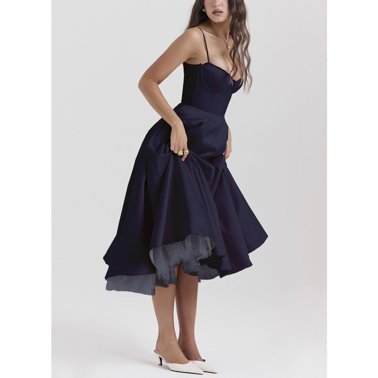 VLOVELAW European and American Style Sexy Women's Wear Cross-Border New V-neck Brace Sleeveless Dress Pettiskirt Long Skirt