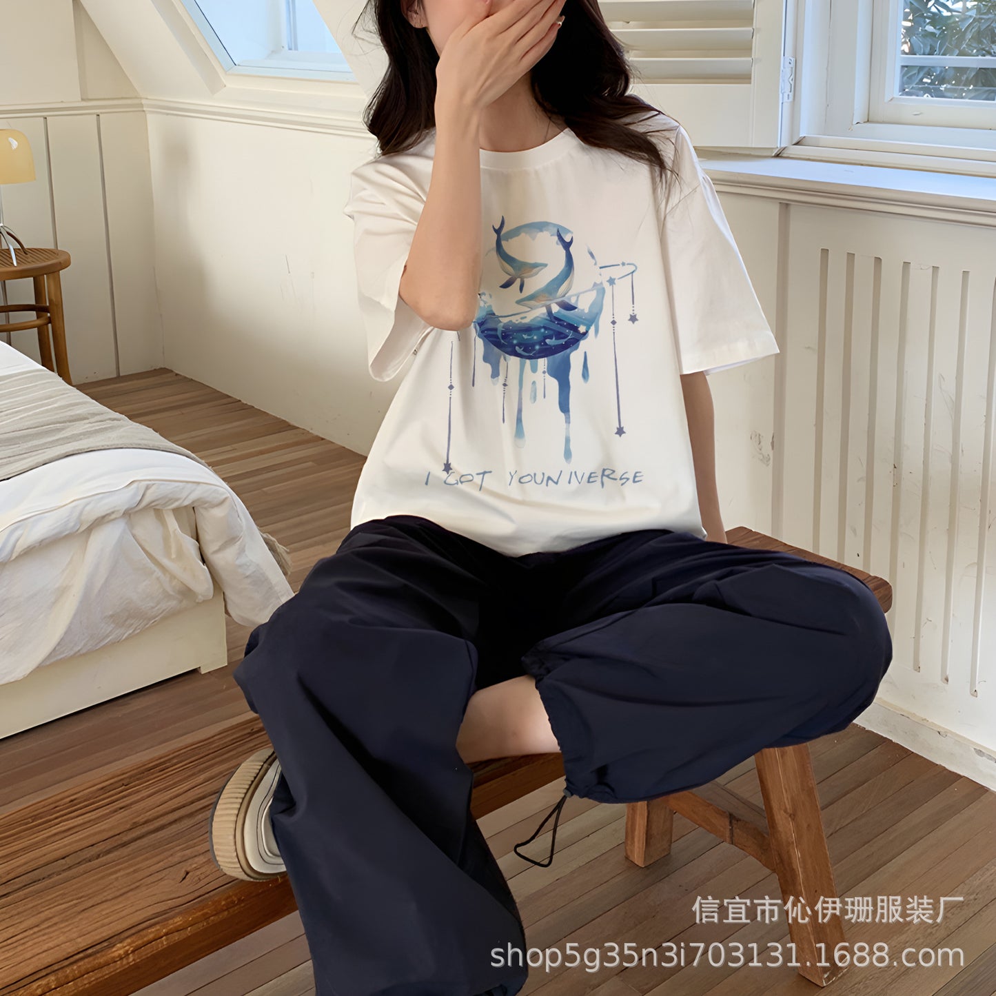 VLOVELAW Summer Women's Cotton Short-Sleeved T-shirts Women's New Versatile Simple Style Loose Half-Sleeve Top Ins Trendy White