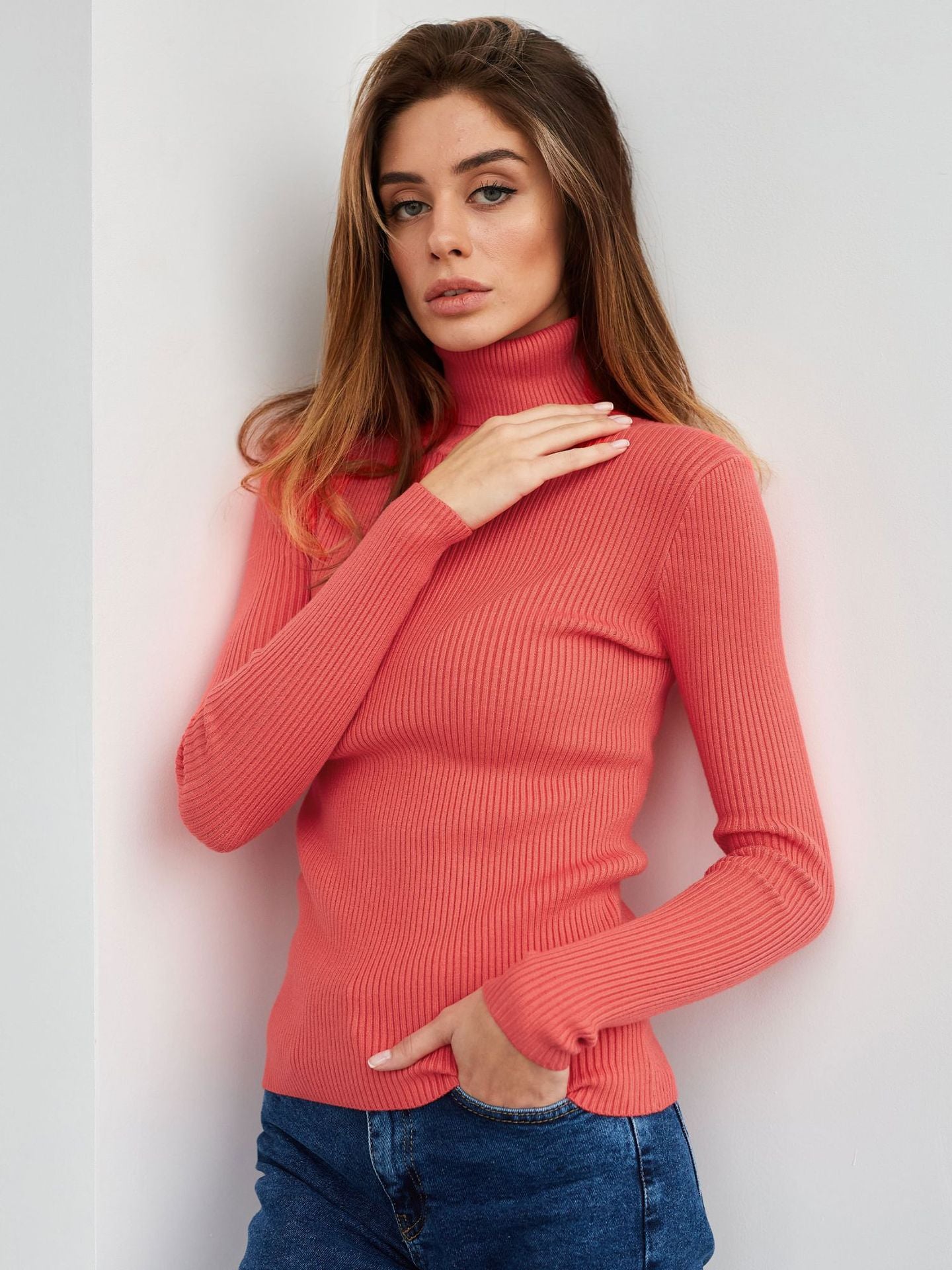 KKBOXLY Cross-border turtleneck sweater knitted bottoming shirt Europe and America New autumn knitted sweater turtleneck pullover sweater women