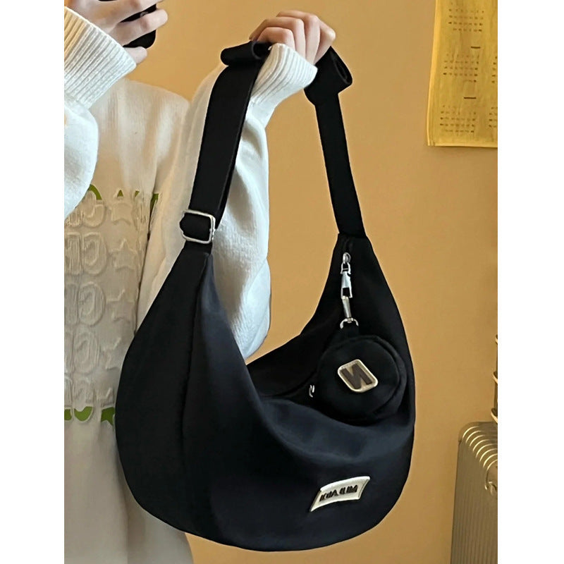 vlovelaw Nylon Dumpling Bag Spring/Summer Ins Trendy Canvas Bag Versatile Artistic Dumpling Bag College Student Unit Price Messenger Bag