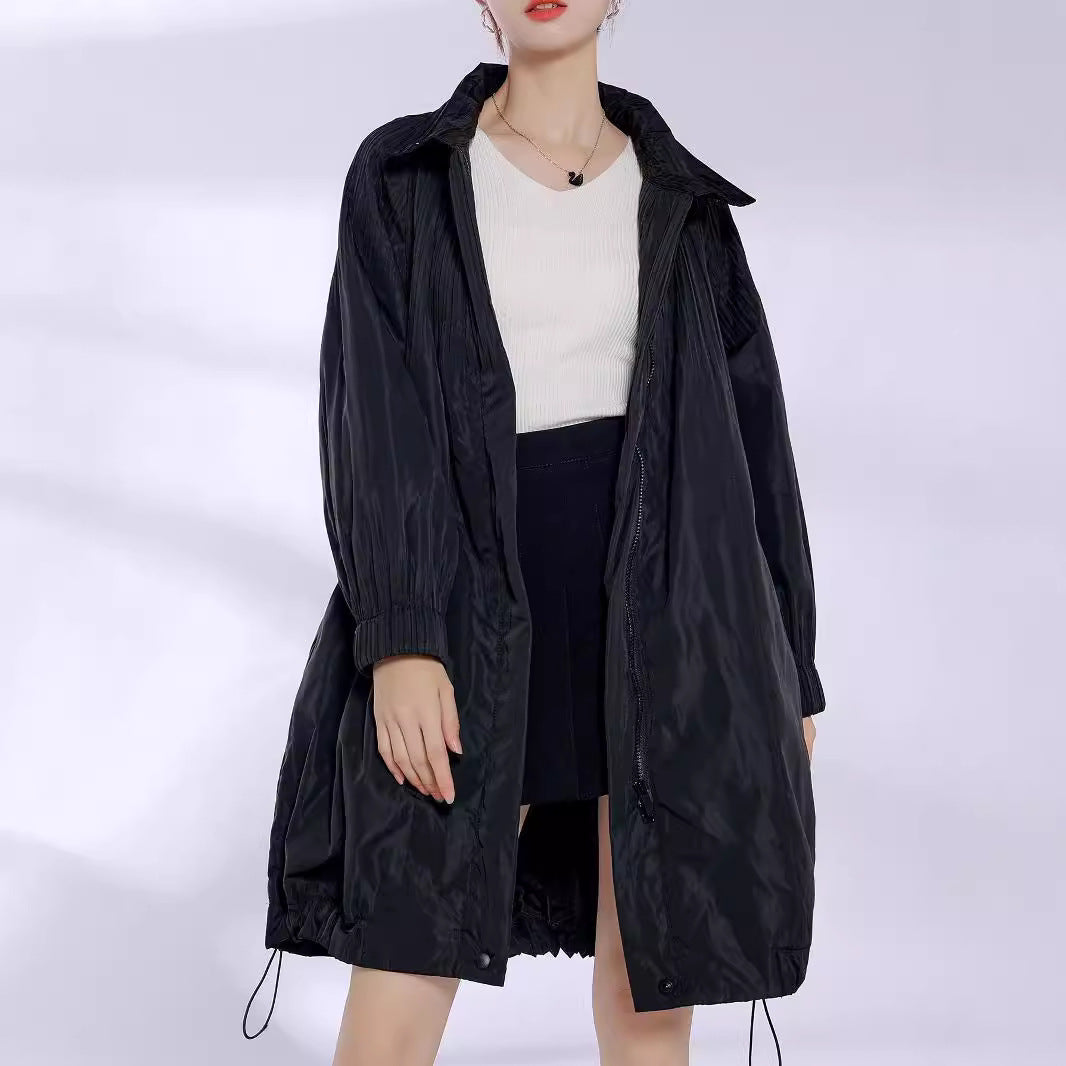 2025 cotton-padded clothes for women's high-end women's medium and long designs, pleated jackets, warm and fashionable cotton-padded clothes, casual and versatile.