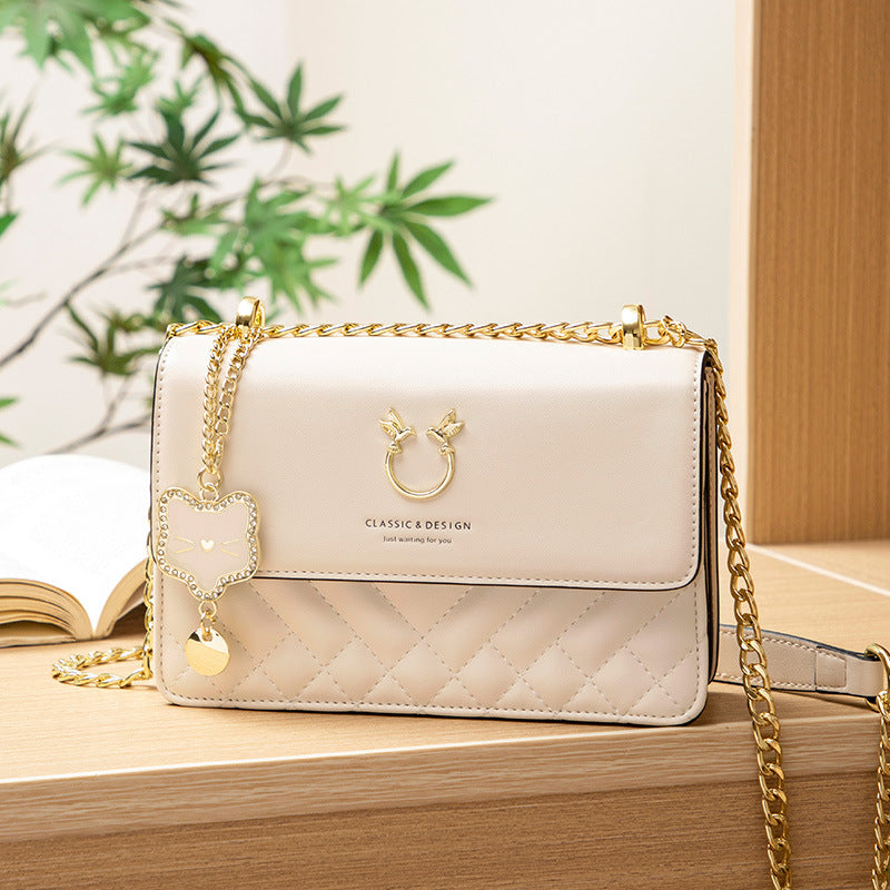 vlovelaw Bag Women's Bag New Crossbody Bag Chain Small Square Bag Bags Shoulder Cowhide Luxury High Sense