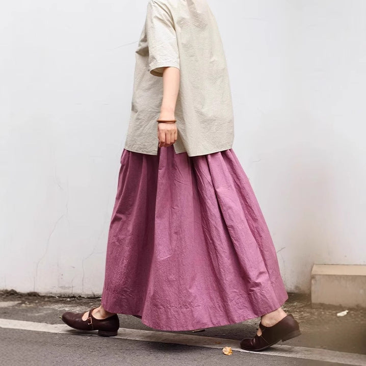 Women's spring skirt, skirt, long skirt, dopamine cotton A-shaped casual versatile skirt C0108