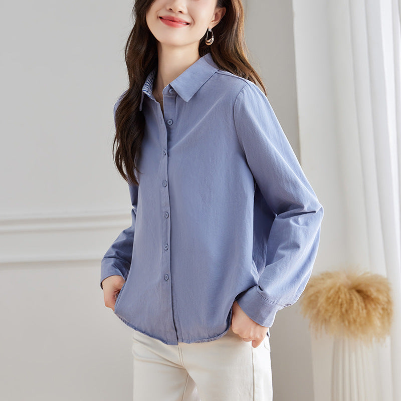 direct sales simple casual age-reducing shirt women's design sense niche loose and thin versatile top