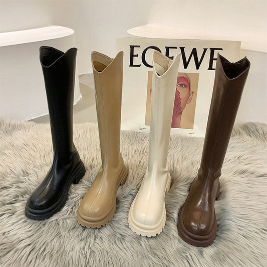 Boots Women's Chelsea Boots White Long Boots popular New Autumn and Winter Thick-soled Martin Boots Tall Knight Boots