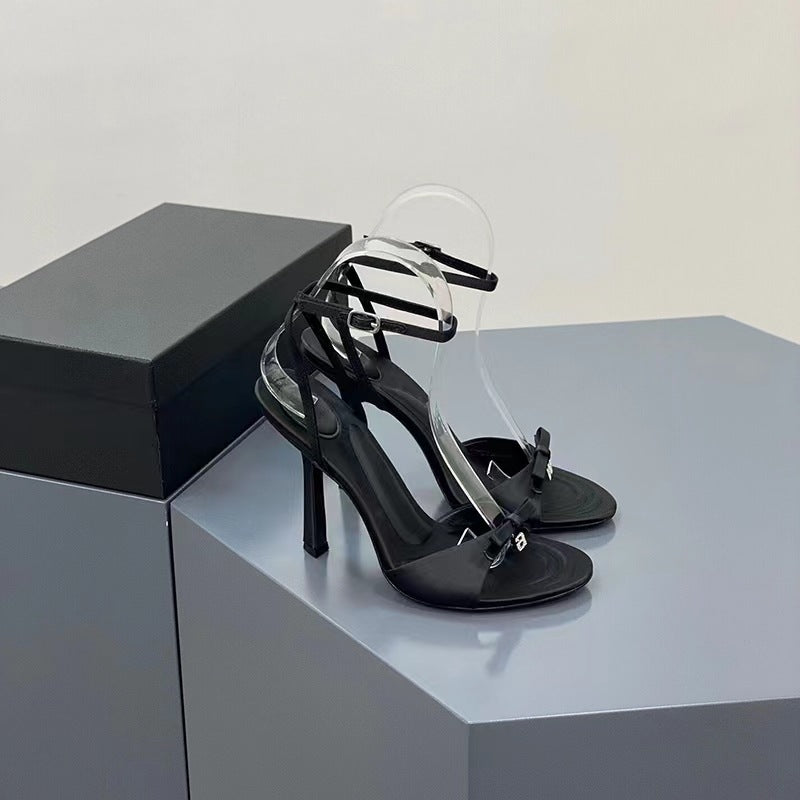 VLOVELAW Style Satin High Heel Sandals for Women Summer New Niche High-Grade Ankle-Strap Stilettos Open Toe Sandals for Women