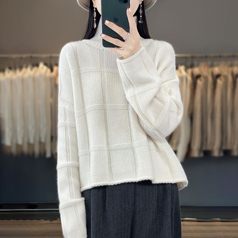 VLOVELAW Knitted sweater autumn and winter New new semi-turtleneck bottoming shirt with knitted women's sweater loose thickened top