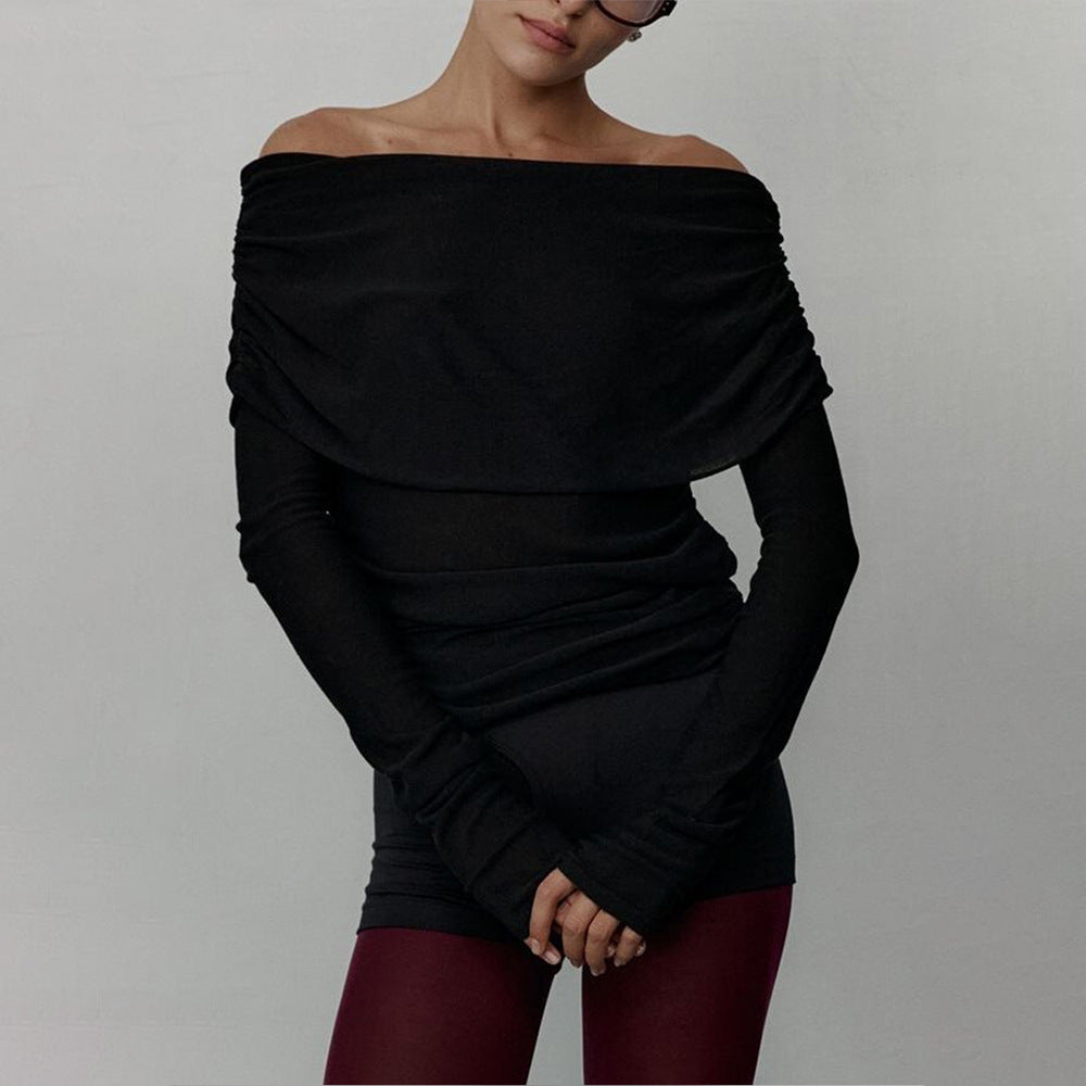 VLOVELAW 2025 sweater women's New autumn and winter 2025 style long-sleeved knitted bottoming shirt one-word shoulder sexy slim-fitting off-the-shoulder top