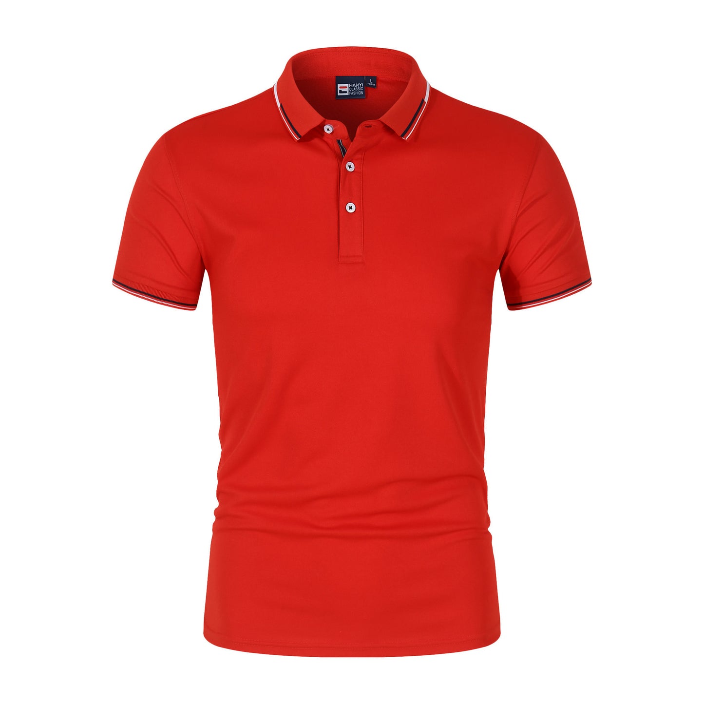 VLOVELAW 2025 New new solid color men's Polo shirt Popular trade large size light plate stand-up collar T-shirt loose short sleeves, trendy