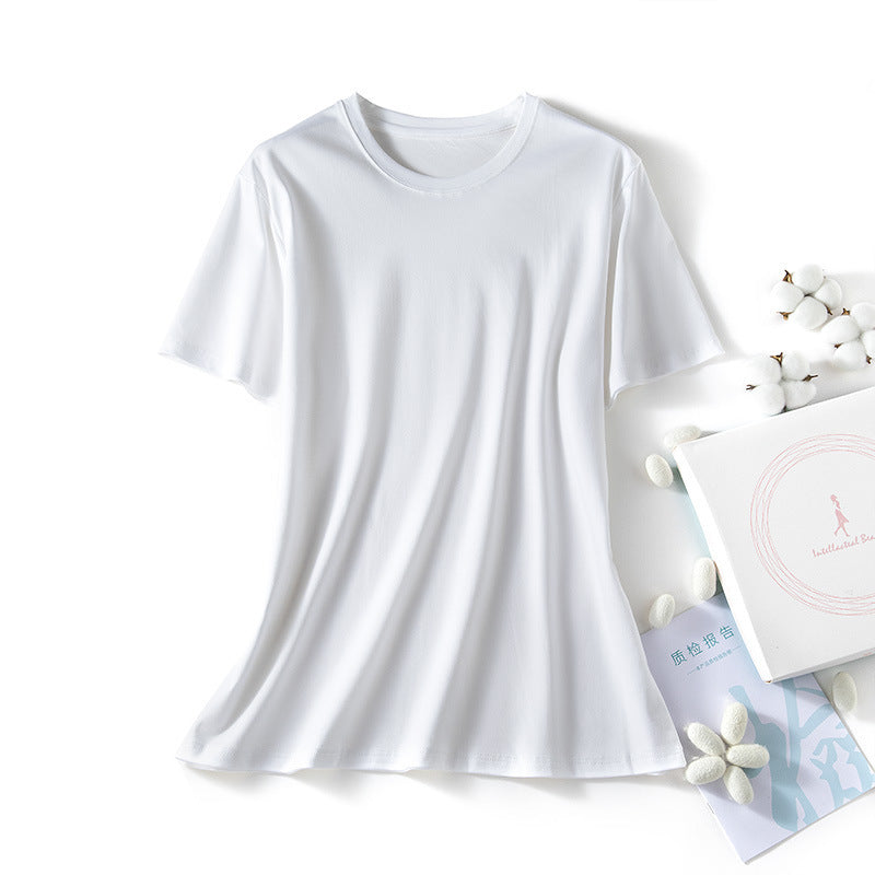 VLOVELAW Short-Sleeved Women's Clothing Spring and Summer Clothes Women's Big Belly Slimming Purple Top White T Shoulder T-shirt Women's Short-Sleeved
