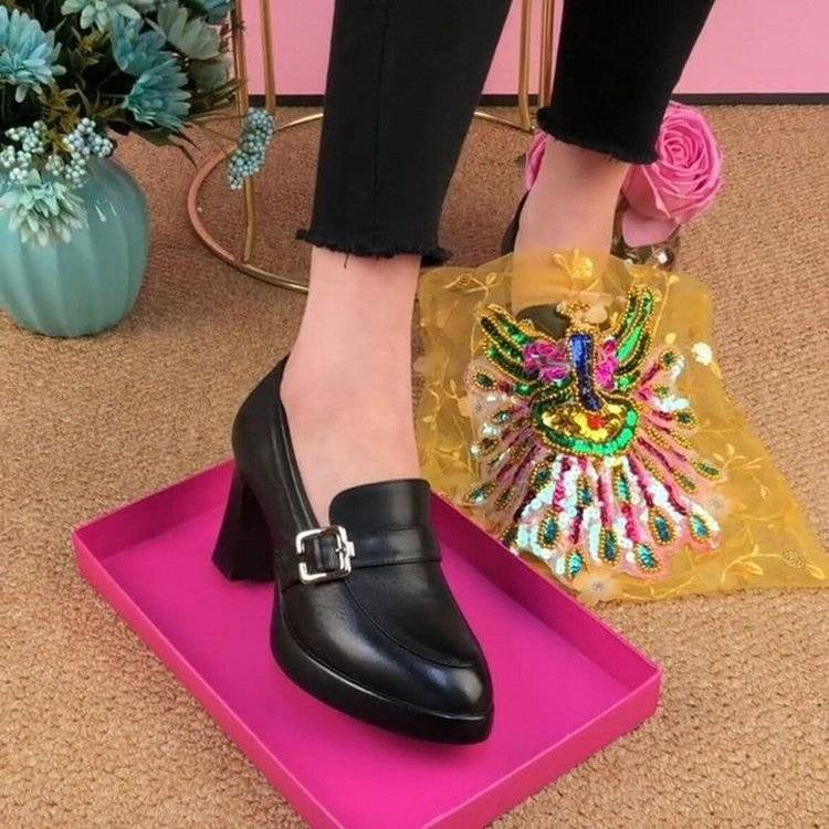 Waterproof Platform High Heels Pointed Toe Women's Shoes Spring New Thick Bottom Chunky Heel Fashion Shoes Deep Mouth Women's Shoes