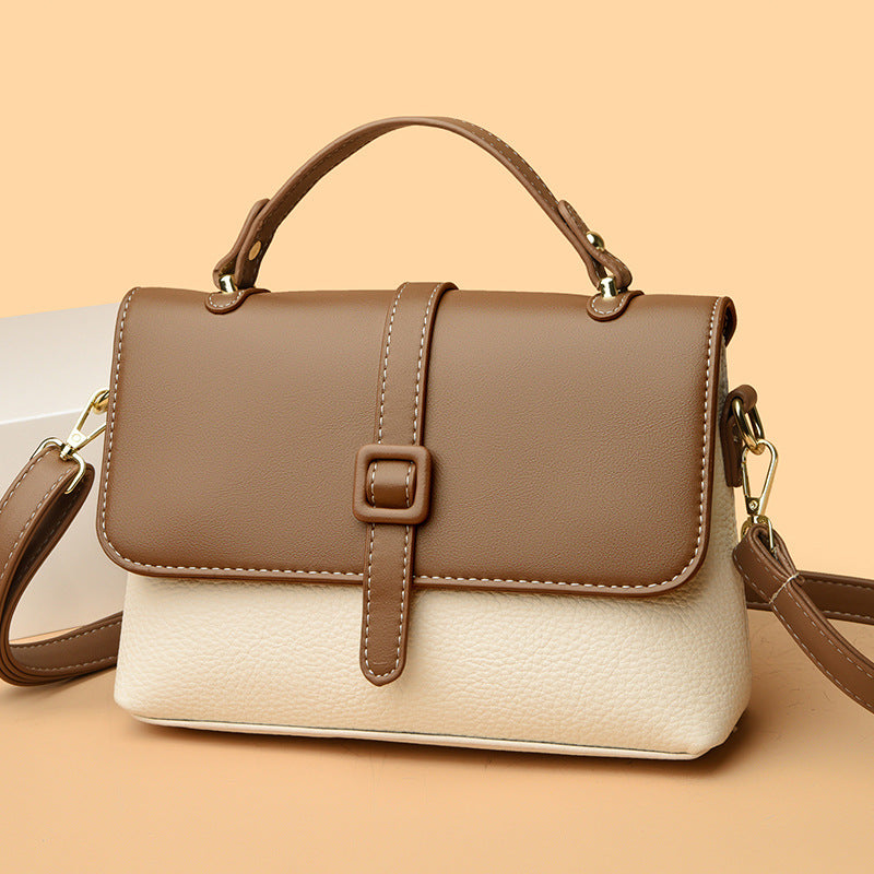vlovelaw Classic Single Arrow Stitching Messenger Bag High Sense Ins Leather Pattern Small Box Genuine Leather Women's Bag Shoulder Bag