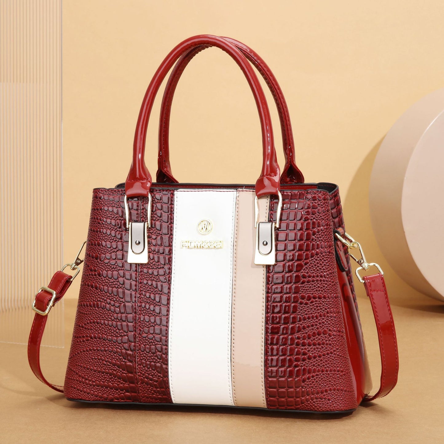 VLOVELAW 2025 bag women's bag advanced sense popular new texture middle-aged mother bag splicing contrasting color large-capacity handbag bag