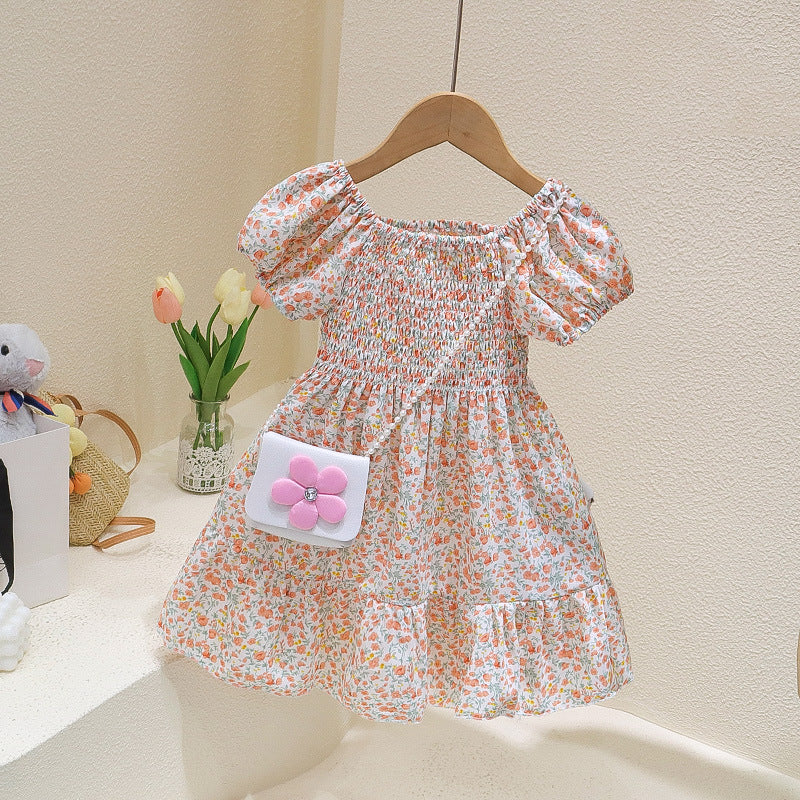 Girls' Summer Princess Dress 2025 Summer New Baby Cartoon Dress Children's Western Style Cute Floral Skirt
