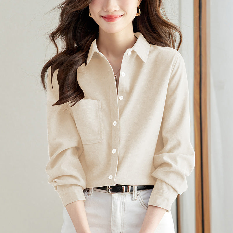direct sales autumn new short coat women's commuter chic pocket lapel shirt women's single pocket polished shirt