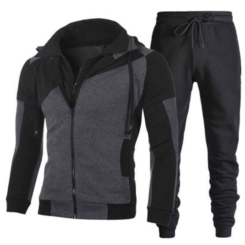 VLOVELAW zipper hoodie solid color sweater set men's autumn and winter hoodie trend fashion leisure sports two-piece set