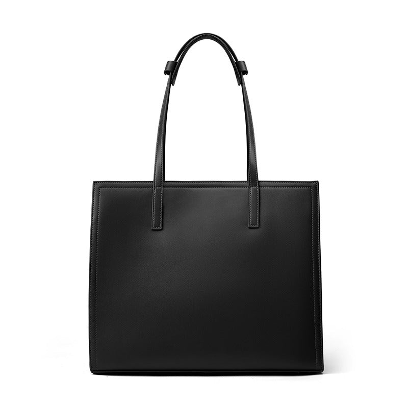 VLOVELAW 2025 New niche tote bag women's leather large-capacity briefcase computer bag black cowhide commuter bag