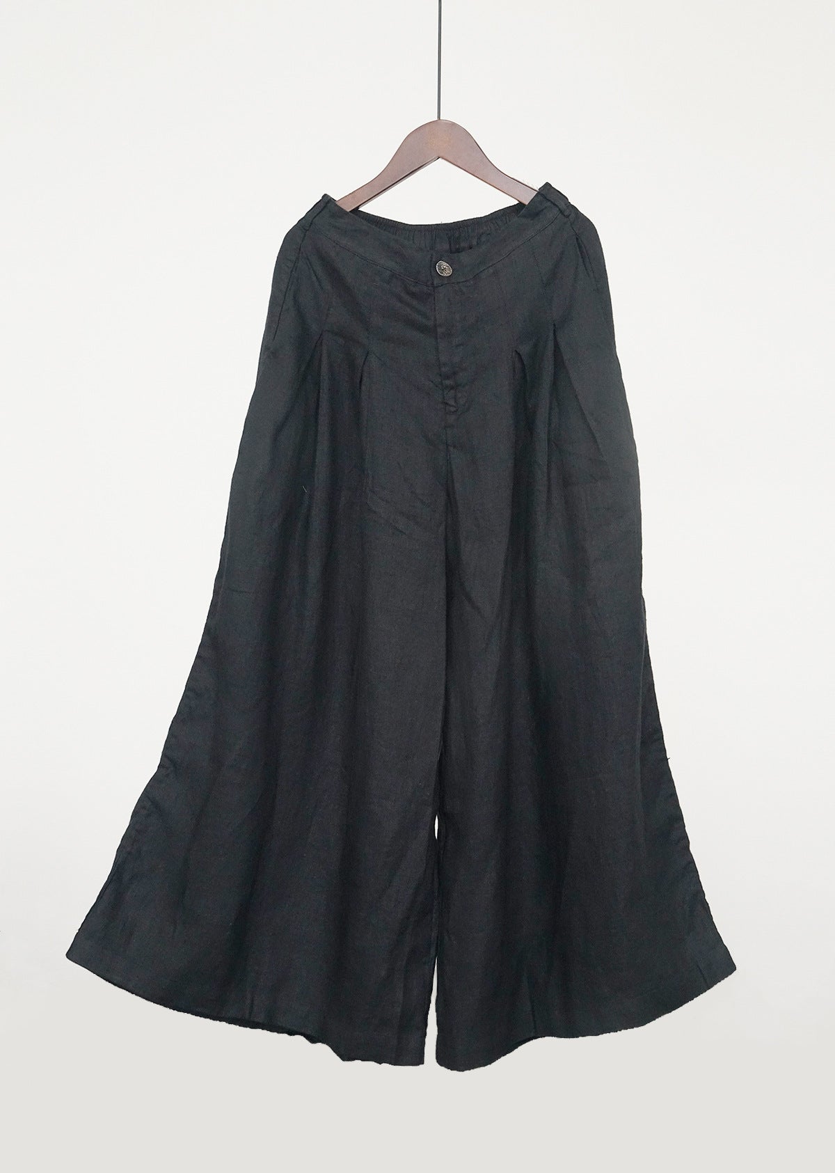 casual literary and artistic thickened linen wide-leg pants for women, high-waisted and thin floor-mopping samurai pants K22298