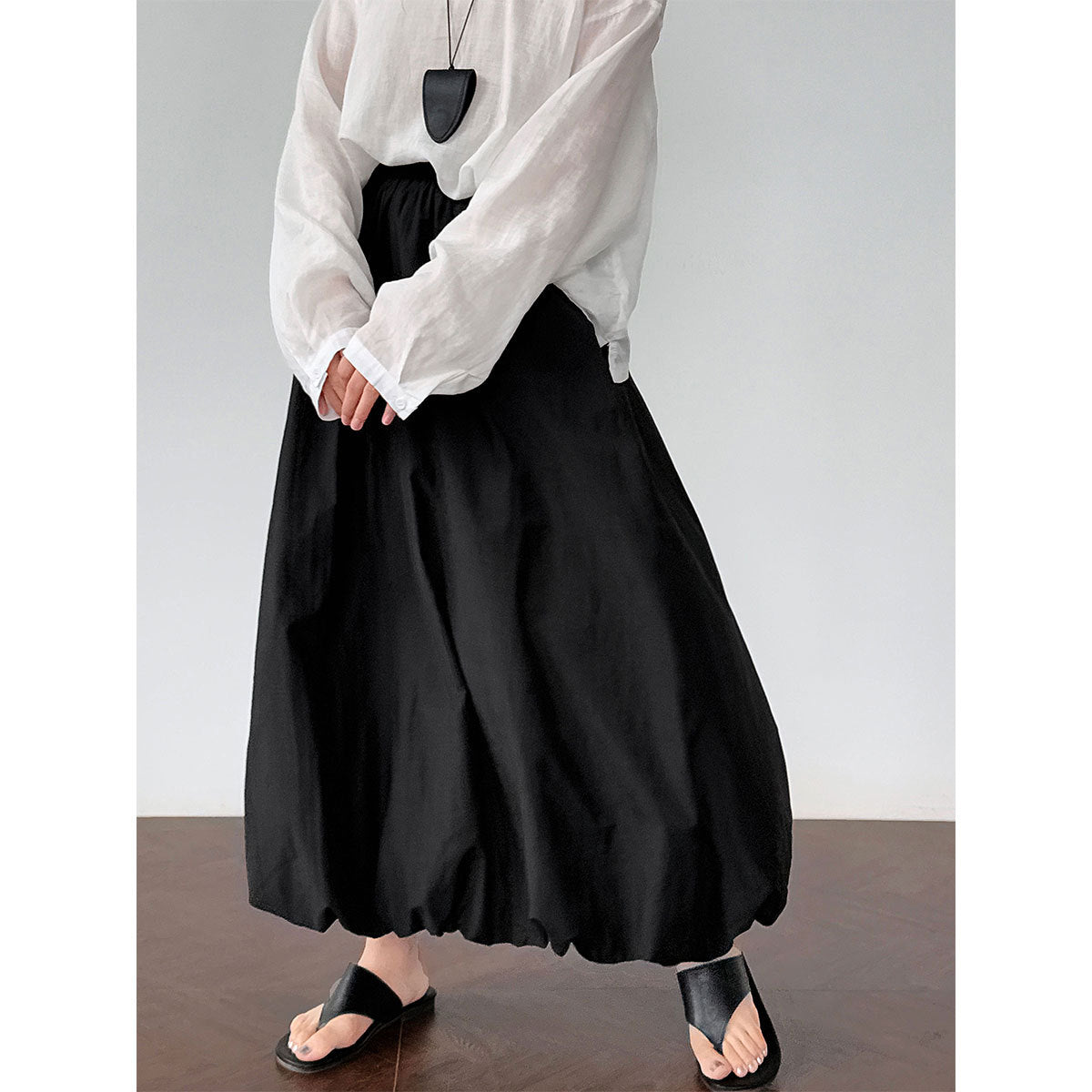 Luxi breathable cotton~ bud skirt Korean simple summer new design high waist A skirt 1908