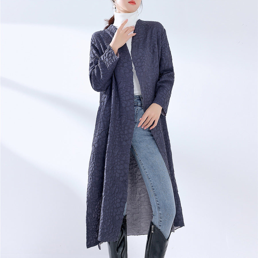 2025 New Popular trade extended trench coat women's high-end embroidery double-sided can wear Middle East robe coat women