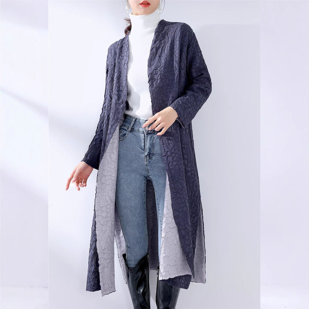 2025 New Popular trade extended trench coat women's high-end embroidery double-sided can wear Middle East robe coat women