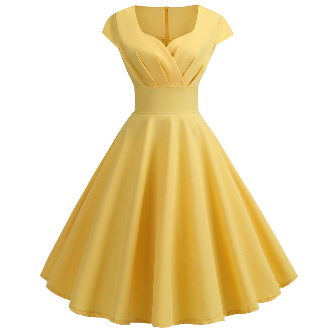 XIEYINSHE X EBay Hot Sale New Vintage Women's V-neck Half Sleeve Waist-Tight Solid Color Wide Hem Dress One-Piece Starting Batch