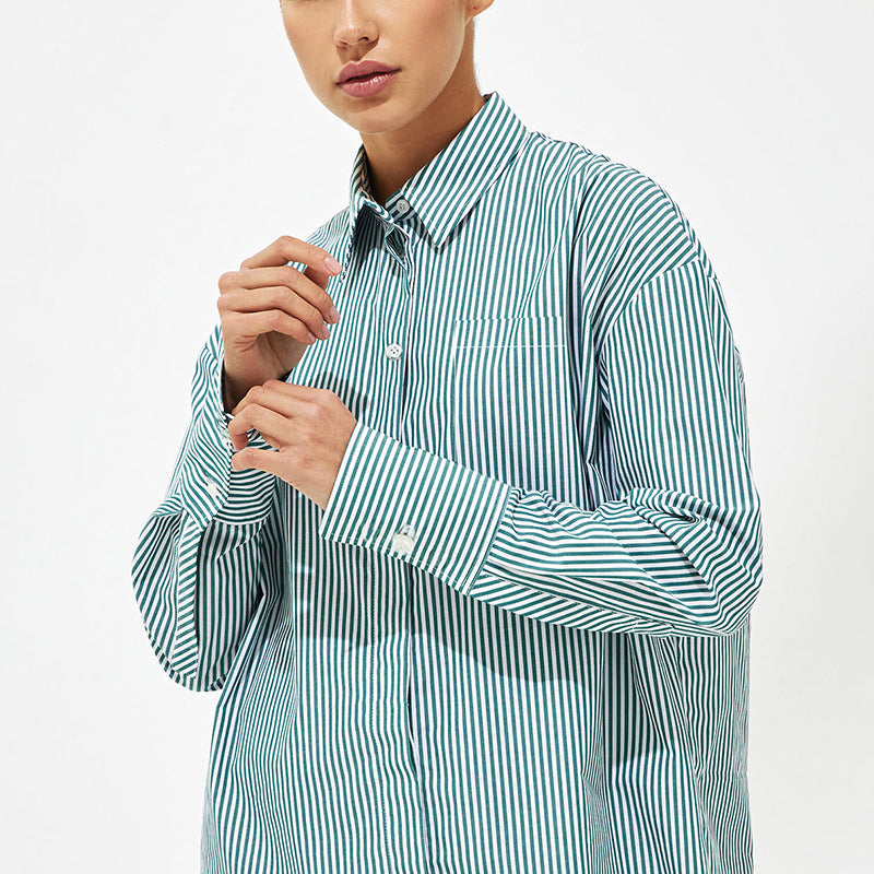 VLOVELAW pure striped shirt 2025 popular summer new trend fashion versatile loose polo striped shirt