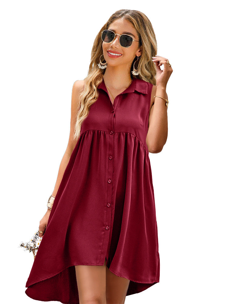 VLOVELAW North American Independent Station Ins Style Dress Summer Sleeveless Front Short Back Length A- line Skirt