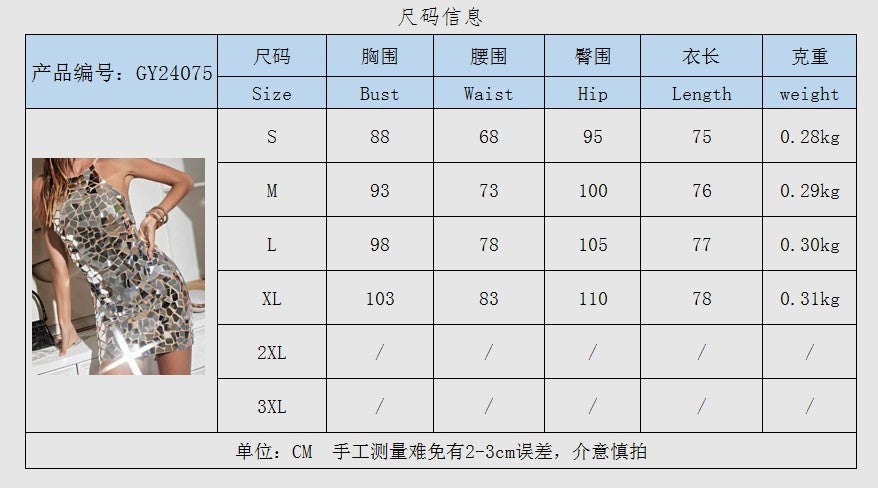 VLOVELAW Gy24075 Fashion Sexy Big Sequin Sling Dress Cross Border New Product