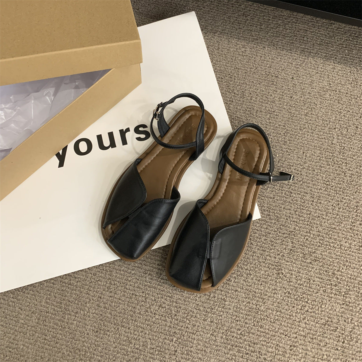 VLOVELAW Closed Toe Sandals for Women New Summer Korean Style Mori Style Retro Fairy Style Casual Soft Flat Bottom Roman Style Shoes