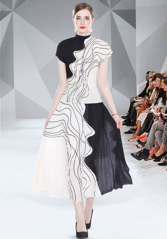 Folded suit women's summer  Hong Kong flavor light and familiar imperial sister style texture vest skirt two-piece set