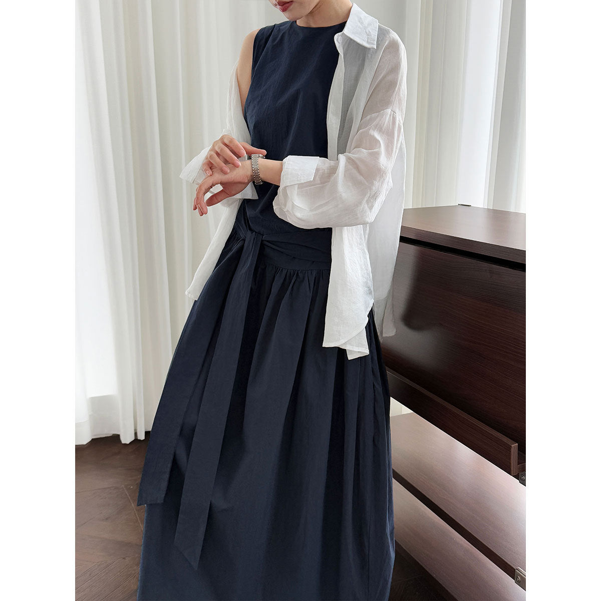 Luxi, Korean waist and thin bud vest skirt, summer new lazy wind sleeveless strap-on dress 9749