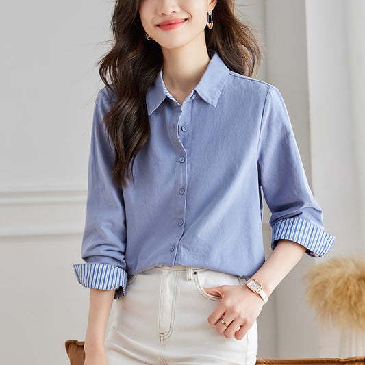 direct sales simple casual age-reducing shirt women's design sense niche loose and thin versatile top