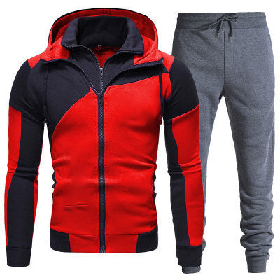 VLOVELAW zipper hoodie solid color sweater set men's autumn and winter hoodie trend fashion leisure sports two-piece set