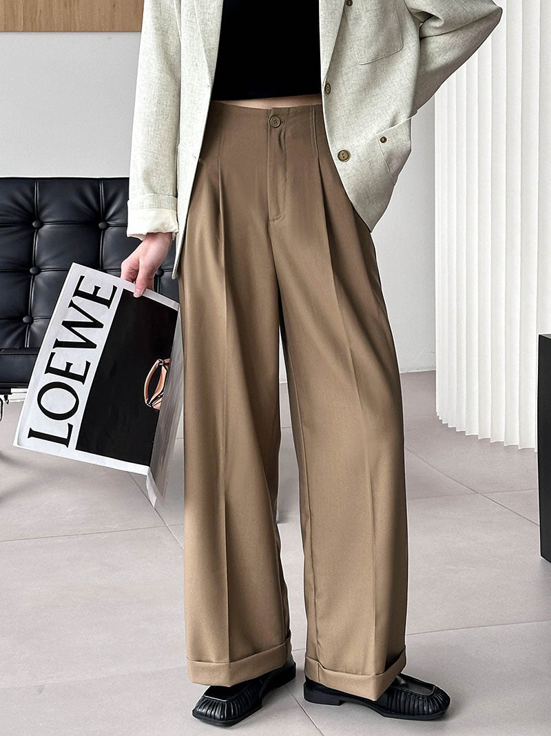 2025 Tachibana spring Korean high-waisted wide-leg pants new temperament retro Hong Kong style loose casual pants women 63030