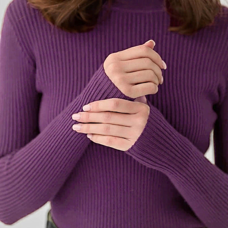 KKBOXLY Cross-border long-sleeved turtleneck bottoming shirt solid color Korean version pullover sweater (24 colors in stock) knitted bottoming sweater