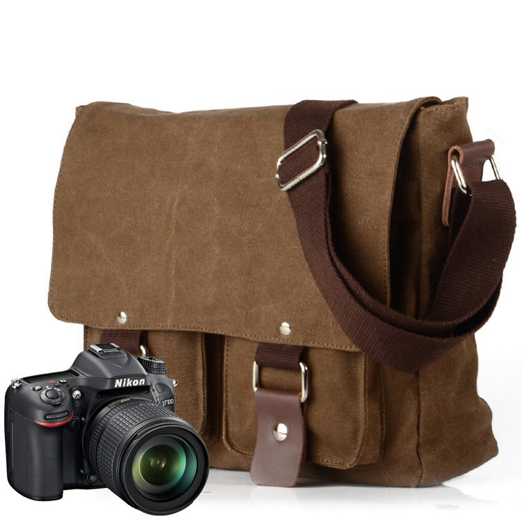 VLOVELAW 2025 Muchuan canvas bag, men's and women's messenger bag, shoulder Canon photography bag, Sony micro-single SLR Nikon camera bag.