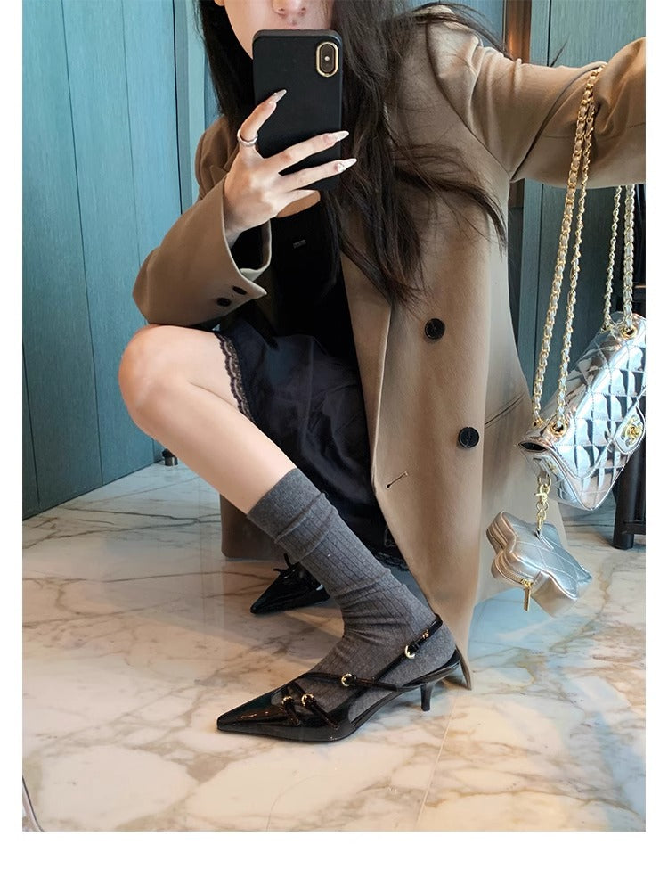 VLOVELAW Fashion Women's Genuine Leather Shoes Classy Shoes Sandals Women's with Pointed Toe High Heels Stiletto Women's Shoes Spring and Summer