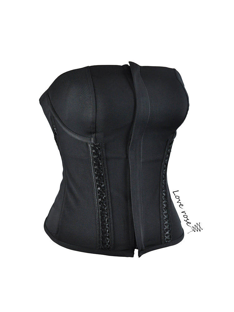 original designer, black lace fishbone chest wrap tube top steel bone chest pad vest bone coat