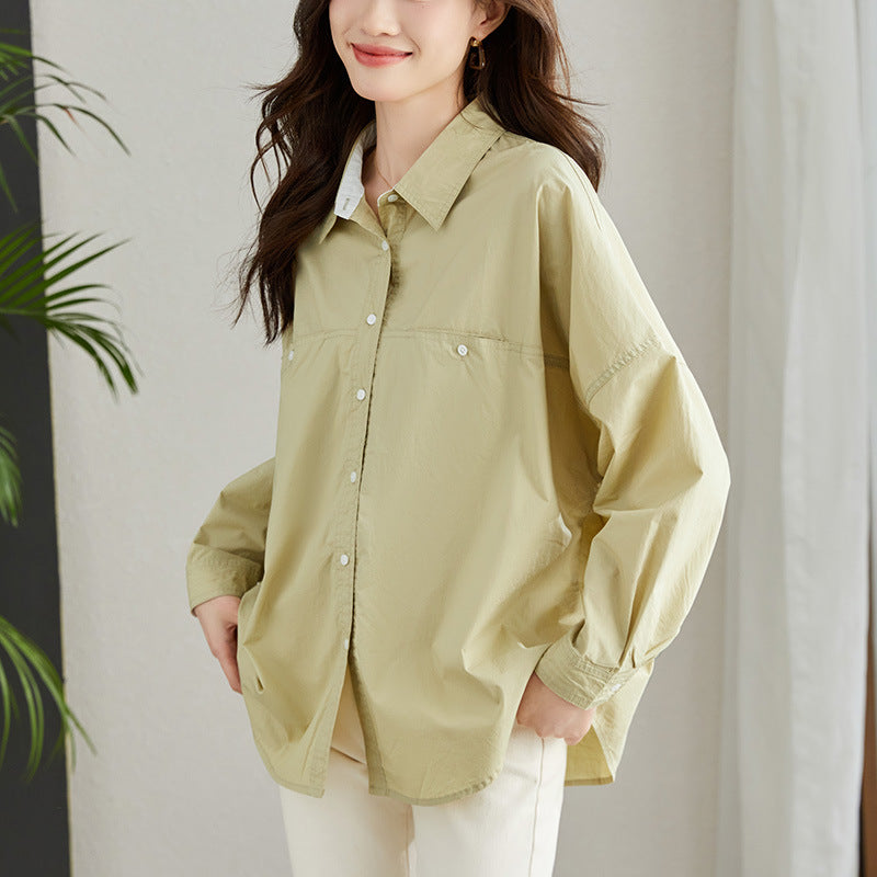 direct sales spring Korean version workplace commuting temperament POLO collar loose design shirt